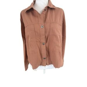 Love Notes 100% Cotton Jean Jacket/Shirt Sz M Distressed Edges Y2K